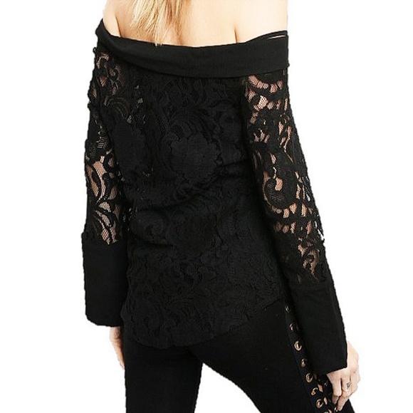 Black Victorian Gothic Steampunk Off Shoulder Top - Picture 5 of 8